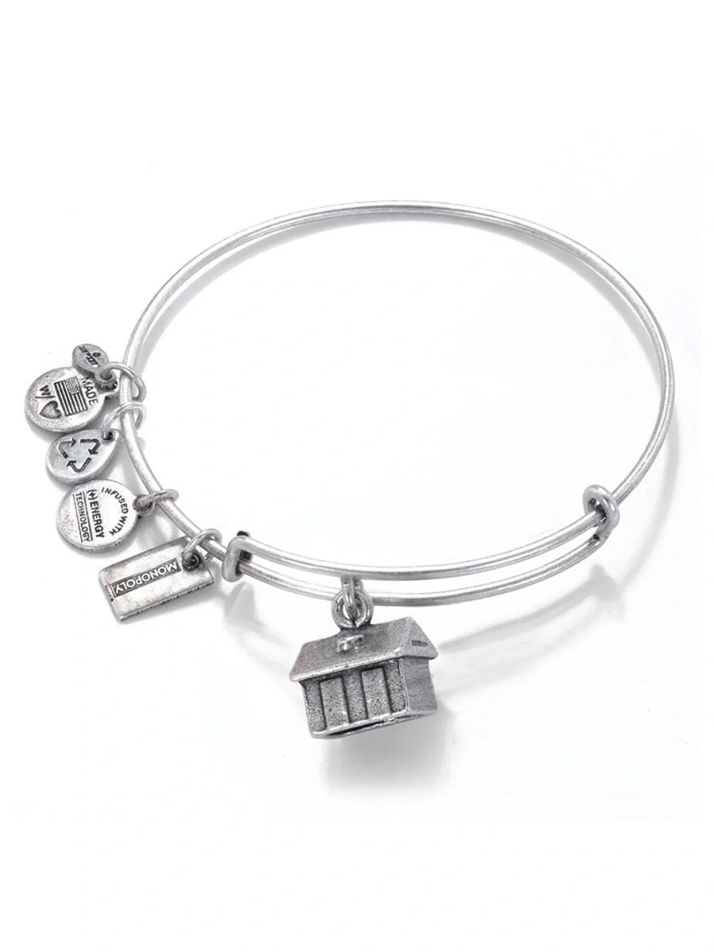 RETIRED! Alex and Ani Monopoly House Charm Bangle Bracelet - Silver